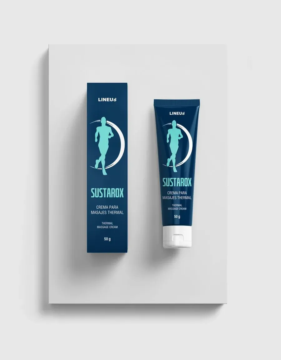 Caja y tubo de Sustarox, crema para masajes thermal de 50 g
